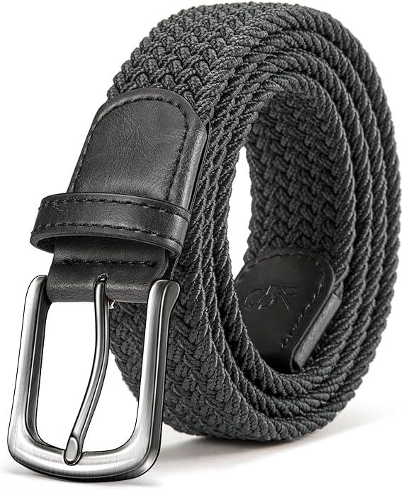 KEMISANT Men Belt-Stretch Woven Braided Belt For Gift Men Golf Casual Jeans Dresses with Nylon Canvas 1 3/8" photo